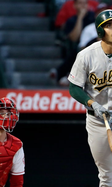 Olson homers twice, leads Athletics over Angels 7-2
